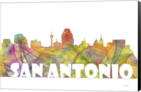 Framed San Antonio Texas Skyline Multi Colored 2 Print