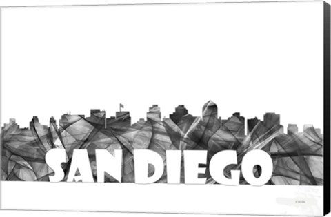 Framed San Diego California Skyline BG 2 Print