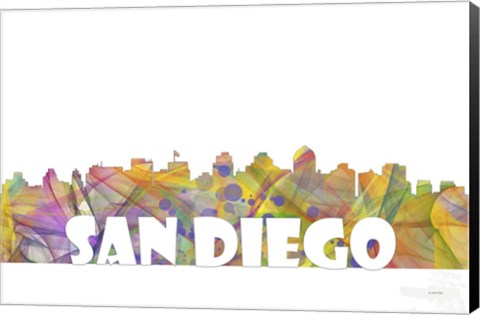 Framed San Diego California Skyline Multi Colored 2 Print