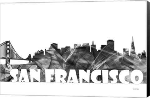 Framed San Francisco California Skyline BG 2 Print