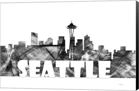 Framed Seattle Washington Skyline BG 2 Print