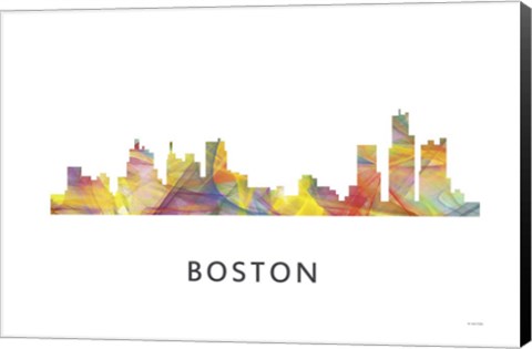 Framed Boston Mas .Skyline Print