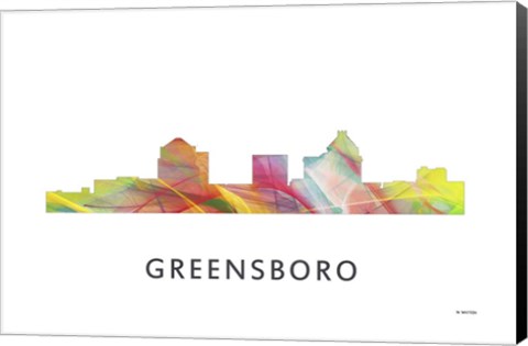Framed Greensboro North Carolina Skyline Print