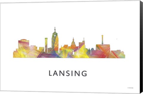 Framed Lansing Michigan Skyline Print