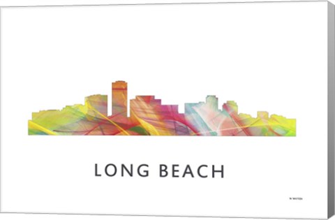Framed Long Beach California Skyline Print