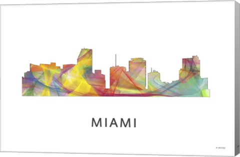 Framed Miami Florida Skyline Print