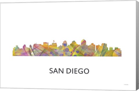 Framed San Diego California Skyline Print
