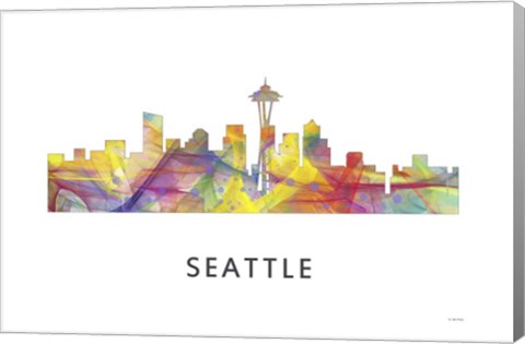 Framed Seattle Washington Skyline Print