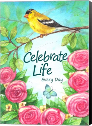 Framed Finch Celebrate Life Print