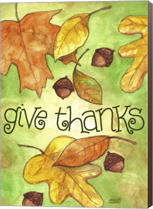 Framed Leaves Fall Give Thanks Print