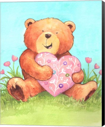 Framed Bear With Heart Print
