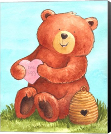 Framed Bee Happy Bear Print