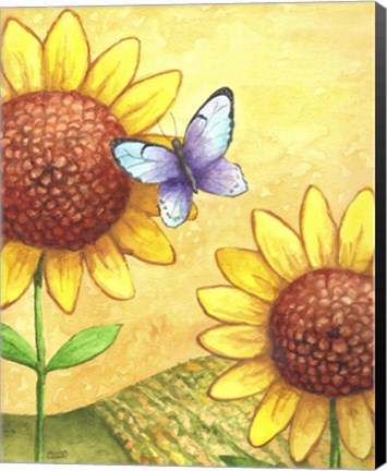 Framed Sunflower and Butterfly Print
