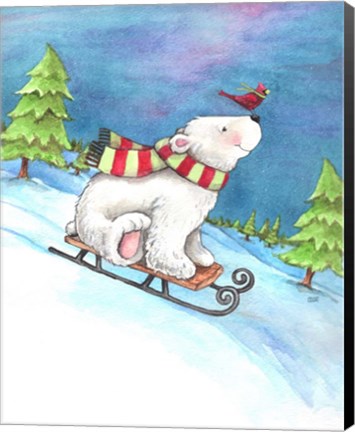 Framed Polar Bear and Sled Print