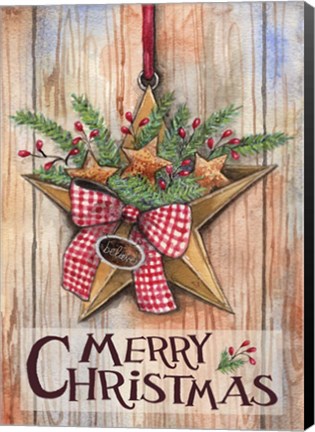 Framed Merry Christmas Barn Star Print
