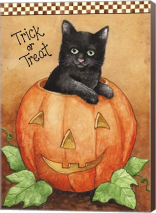 Framed Trick Or Treat Black Cat Print