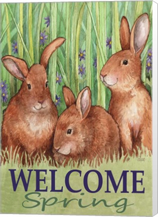 Framed Bunnies Welcome Spring Print
