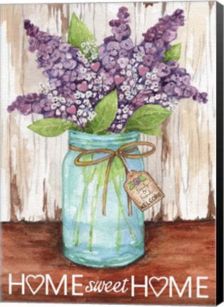 Framed Lilacs Home Sweet Home Jar Print