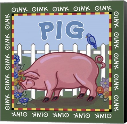 Framed Apple Pig Print