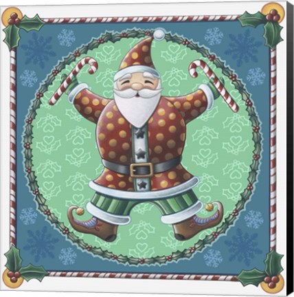 Framed Santa &amp; Snowflakes Print
