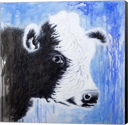 Framed Black and White Cow Print