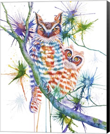 Framed Momma and Baby Owl Print