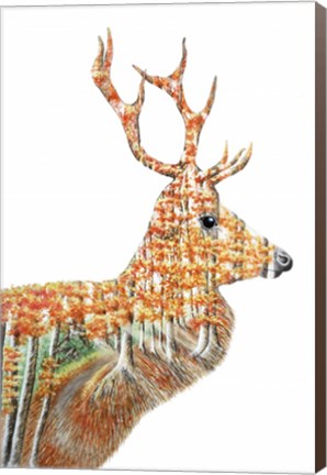 Framed Spirit of the Forest Deer Landscape Print