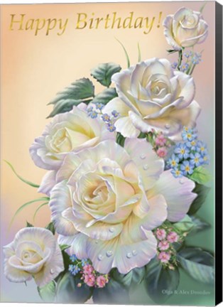 Framed White Roses Print