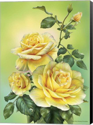 Framed Roses Yellow Print