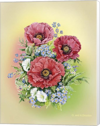 Framed Bouquet of Poppies Print
