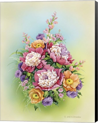 Framed Bouquet with Peonies Print