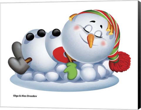 Framed Sleeping Snowman Print