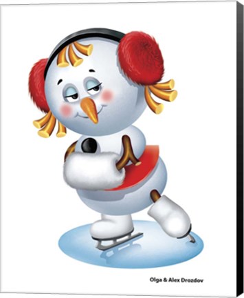 Framed Snowgirl Figure Skater Print