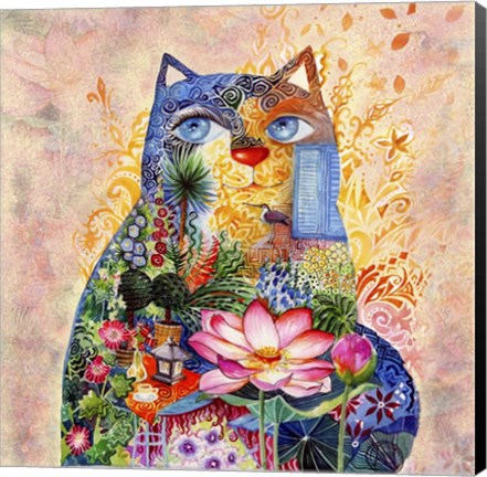 Framed Lotus Cat Print