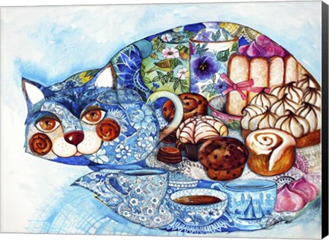 Framed Lunch Cat Print