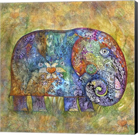 Framed Runes Elephant Print