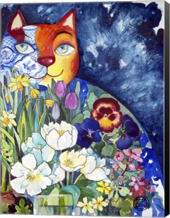 Framed Spring Cat Print