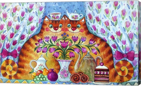 Framed Tea Cats Print