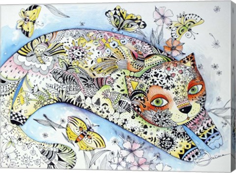 Framed White Cat Print