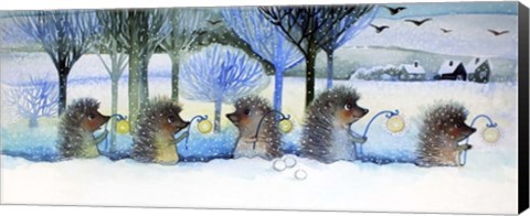Framed Winter Hedgehogs Print