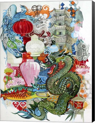 Framed Folk Dragon Print