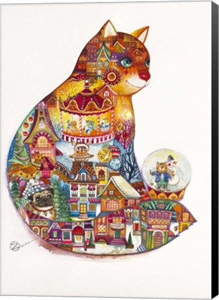 Framed Christmas Cat Print