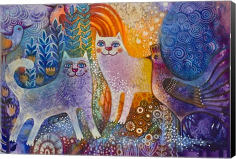 Framed Cats in the Galaxy Print