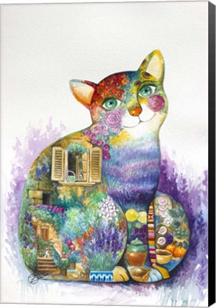 Framed Beautiful Provence Cat Print