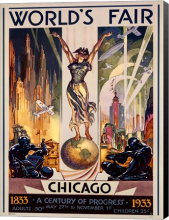 Framed Chicago World&#39;s Fair 1933 Print