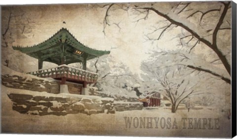 Framed Vintage Winter at Wonhyosa Temple, Korea, Asia Print