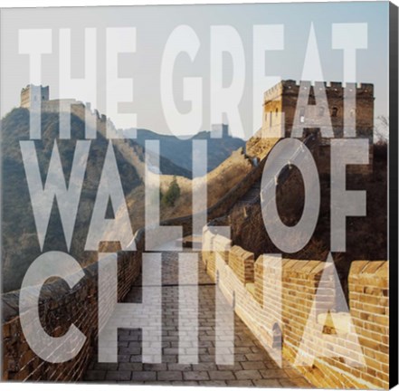 Framed Vintage The Great Wall of China, Asia, Large Center Text Print