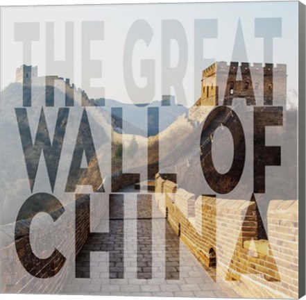 Framed Vintage The Great Wall of China, Asia, Large Center Text II Print