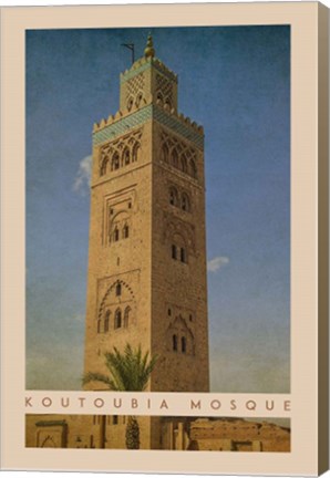 Framed Vintage Koutoubia Mosque, Marrakesh, Morocco, Africa Print