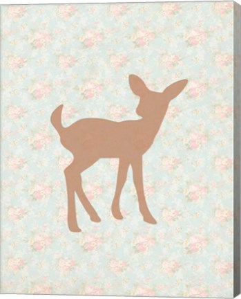 Framed Fawn on Floral Print